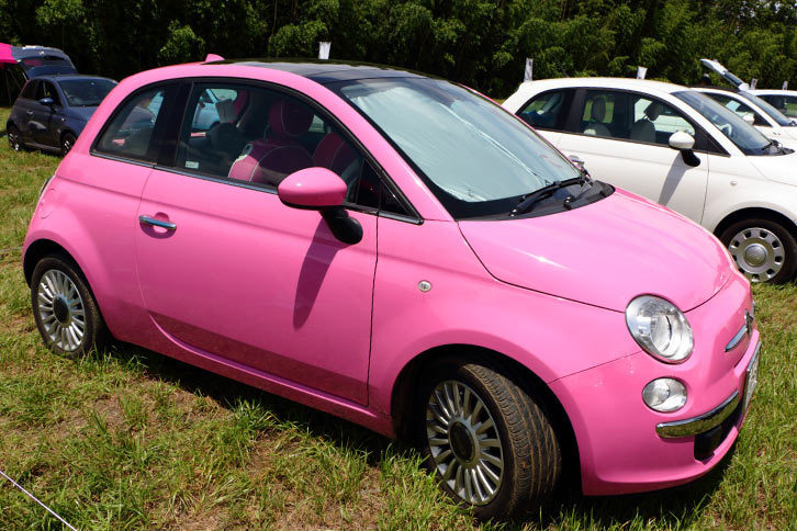 唯一ピンクを採用した限定モデル「500 ピンク！」。世界限定600台のうち、50台が日本に導入された。
			 