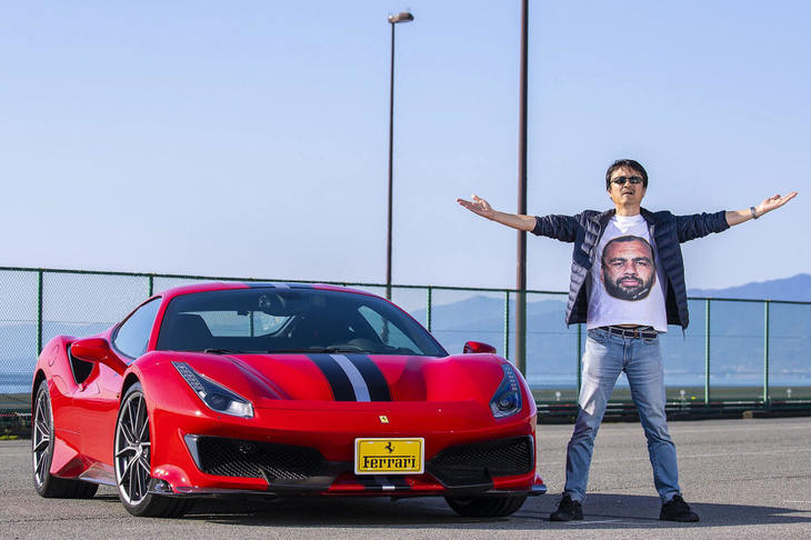 2019年11月に行われた、筆者主催の「大乗フェラーリミーティング」にて。「488ピスタ」に初試乗！（写真＝木村博道）