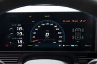 「Nモード」時のメーターパネル。モーターとバッテリーの温度管理を重視していることがよく分かる。