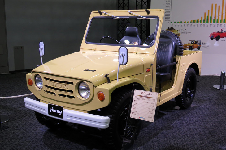 初代「スズキ・ジムニー」。1970年に軽初の本格4WD車としてデビューし、1981年まで販売された。写真は360cc時代の“LJ10”。