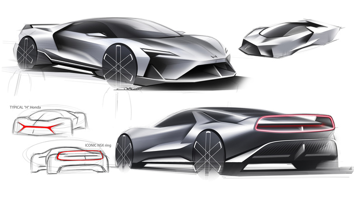 フロントフェイス全体でブランドのシンボル「H」を想起させる造形や、後部の「NSXリング」が固まりつつある。