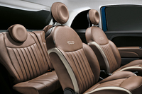 茶系のフラウ社製レザーで仕立てられたシート。