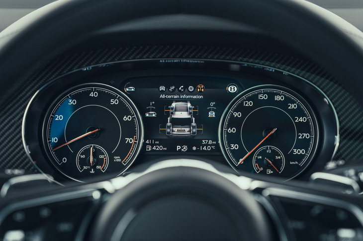 メーターは2眼式。タコメーター（左）のレッドゾーンは6800rpmから。スピードメーター（右）の表示は320km/hまで。