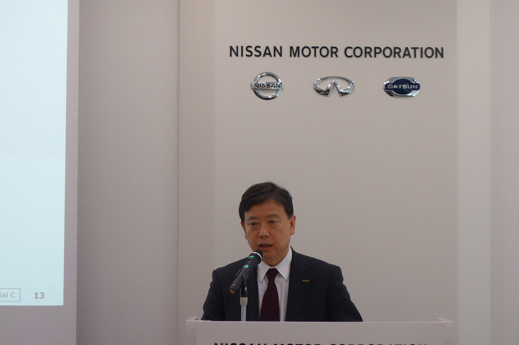 日産の浅見孝雄SVPは、自動運転技術について説明した。