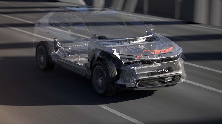 「bZ4X」の総電圧は355V。欧州を中心にEVの高電圧化が進んでいるが、トヨタとしては車両価格の上昇を抑えるべく高電圧化は避け、省電力化を追求したい考えだ。