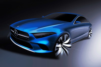 逆スラントのフロントマスクが強調された「CLS」のスケッチ。