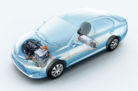 パワーユニットは74ps、11.3kgmの1.5リッター直4エンジンと、61ps、17.2kgmのモーターの組み合わせ。システム全体では100psの最高出力を発生する。
    