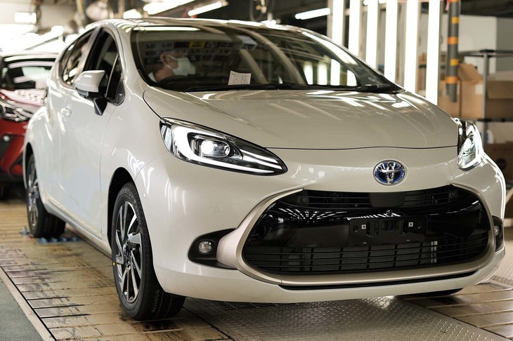 トヨタ自動車東日本の岩手工場で生産される新型「トヨタ・アクア」。