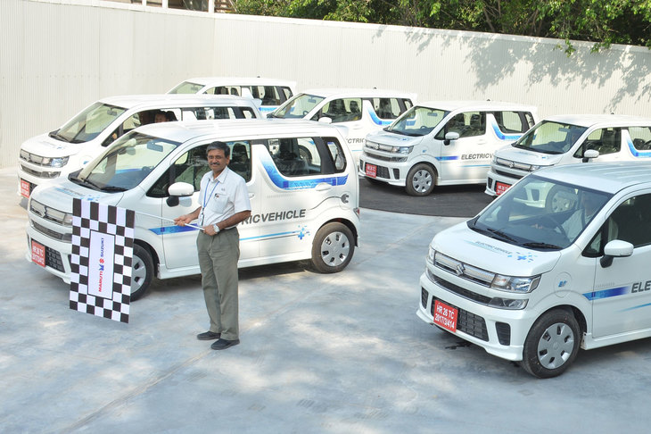 マルチスズキによるインドでの実証実験に提供された「ワゴンR EV」。スズキは2020年4月をめどにインドでEVを市販化するとしていたが、その計画は実現しなかった。