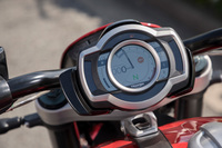 メーターの代わりに備わるフルカラーTFTディスプレイ。表示のレイアウトは2種類から選択可能で、視認性を高めるための角度調整機能も備わる。