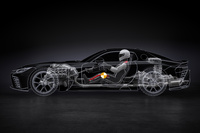 「トヨタGR GT」の主要コンポーネントの搭載レイアウトと、乗員の搭乗レイアウト。