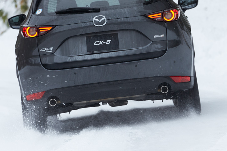 4WD車にはヘッドランプウオッシャーやフロントワイパーデアイサー、リアフォグランプ（右側）、「AWD」オーナメントなどが標準装備される。