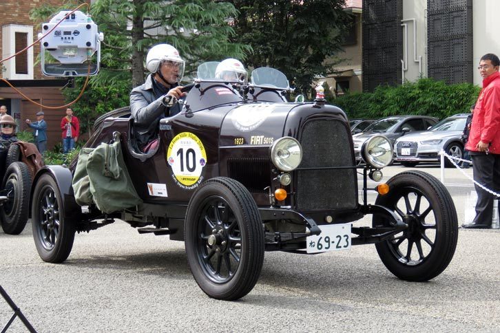 1923年式「フィアット501S」。501は第1次世界大戦後に設計された量販車で、501Sはそのスポーツモデルにあたる。余談だが、一緒に取材に当たったwebCG 藤沢いわく、「今大会一番のお気に入りのクルマ」とのこと。