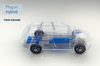 こちらはプラグインハイブリッド車のイメージ。ベースとなるエンジンは、ガソリンまたはディーゼルが想定されている。