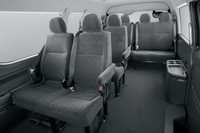 こちらは、ワゴン「GL」の内装（ロングボディー／ミドルルーフ／10人乗り／4ドア仕様）。
    