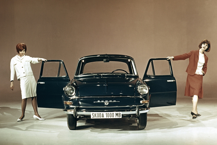 リアエンジン車である1964年「シュコダ1000MB」。6万台以上が旧東ドイツに輸出された。