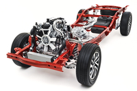 「NP300ナバラ」のベアシャシー。タイでは自動車に物品税がかかるが、エコカーや代替燃料適合車でさえ17～25％の税率がかかるのに対し、ピックアップトラックの税率は3～12％に抑えられている。なお、「PPV（乗用ピックアップ車）」と呼ばれるピックアップトラックベースのSUVについても、税率は12％に抑えられている。（写真＝日産自動車）