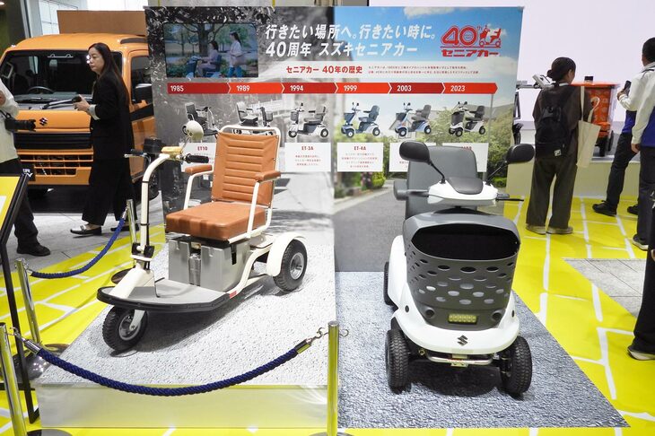 ブースでは「セニアカー」の40周年や船外機事業の60周年を記念した展示も実施。長年にわたりユーザーに寄り添ってきた、スズキの歴史が感じられた。