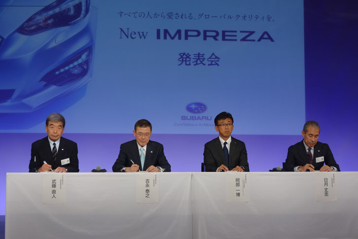 質疑応答にて。事前予約では、ワゴンタイプの「インプレッサ スポーツ」が80％、セダンタイプの「インプレッサG4」が20％の比率となっているとか。