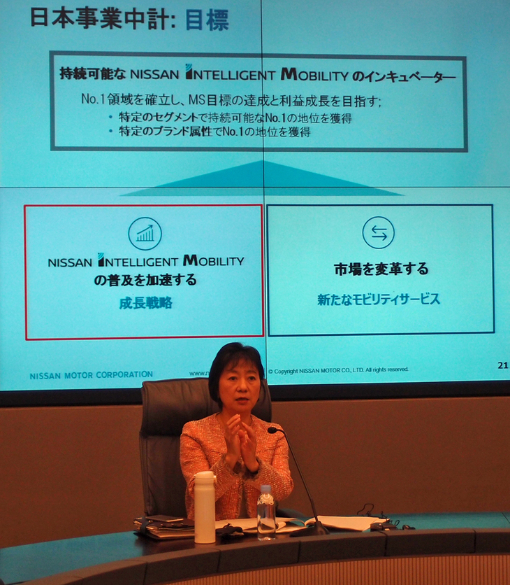 日本市場の見通しについて語る星野専務。「日本は今後、人口の減少が見込まれているが？」という質問に対しては、「日本市場のトータルでの利益が変わらないという見通しもあり、中期的には販売店の数を減らす計画はない」などとコメントした。