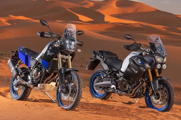 “兄貴分”である「XT1200ZEスーパーテネレ」とのツーショット。「Ténéré（テネレ）」とはヤマハがアドベンチャーモデルに用いるおなじみの車名で、1983年に「XT600テネレ」で初採用された。