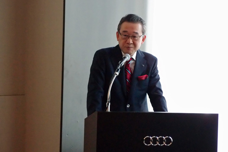 出席した記者からの質問に答える、アウディ ジャパンの斎藤 徹 代表取締役社長。
