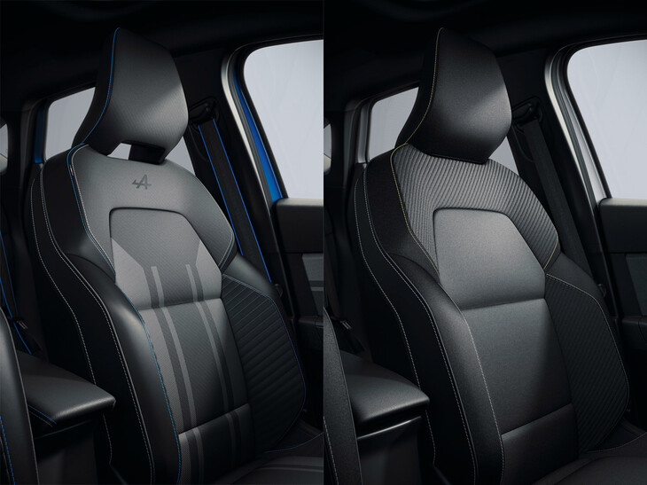 左が「キャプチャー エスプリ アルピーヌ」の、右が「キャプチャー テクノ」のシート。