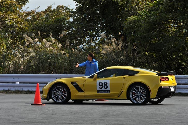 メディア用に用意されていた、最高出力659psの高性能モデル「Z06」。余談だが、やっぱり「コルベット」には黄色が似合うと思う。