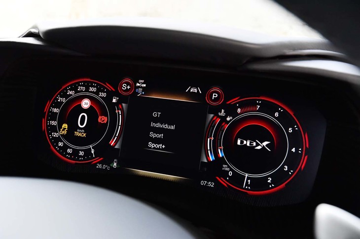 メーターパネルは12.3インチの液晶タイプ。選択した走行モードに合わせて表示デザインやカラーが変化する。2眼のうち右側にはカーナビのマップを表示させることも可能。