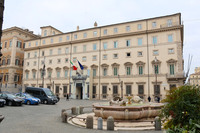 イタリア首相官邸であるパラッツォ・キージ。ローマで2023年2月に撮影。
