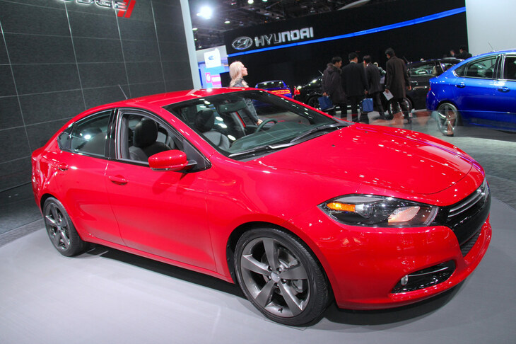 「ジュリエッタ」が使用していた車台は、旧FGA（フィアット・グループ・オートモービルズ）の「コンパクトプラットフォーム」。この「ダッジ・ダート」も、その派生型を用いていた。2013年1月、デトロイトの北米国際自動車ショーで撮影。