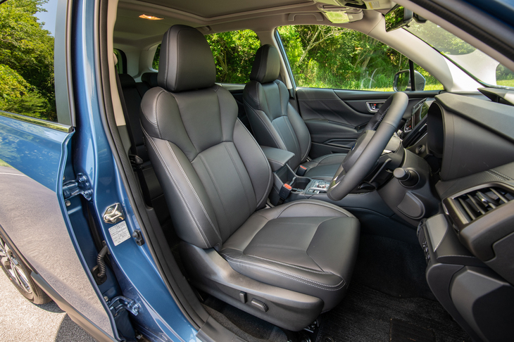 試乗した「フォレスター プレミアム」には、オプションの本革シートが装着されていた。