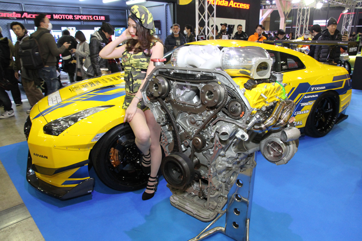 ジュンオートメカニックの「日産GT-R」。VR38DETTエンジンは4.2リッターにまで拡大、最高出力1531.8ps/7340rpm、最大トルク153kgm/6870rpmを記録したという。