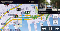 カメラが撮影した画像は位置情報をもとに地図上にマーキングされるため、地図から呼び出すこともできる。このように子画面で表示することも可能。