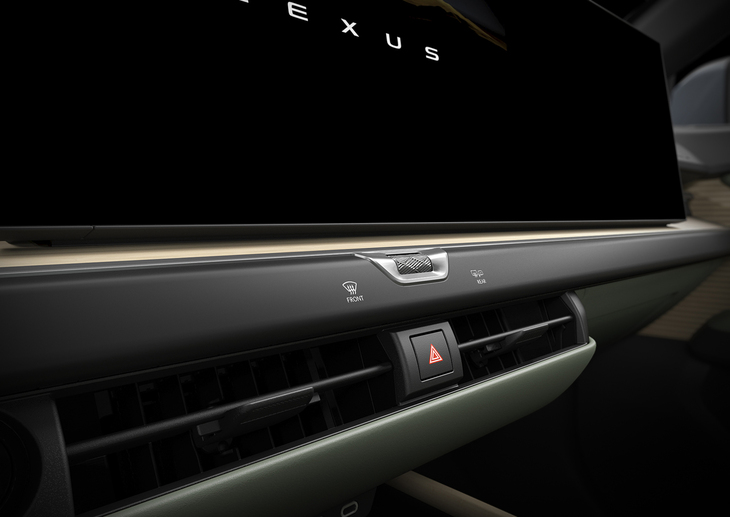 ダッシュボードには内装と同化した物理スイッチの「レスポンシブヒドゥンスイッチ」を採用。手を近づけるとスイッチのある部分が点灯する仕掛け。