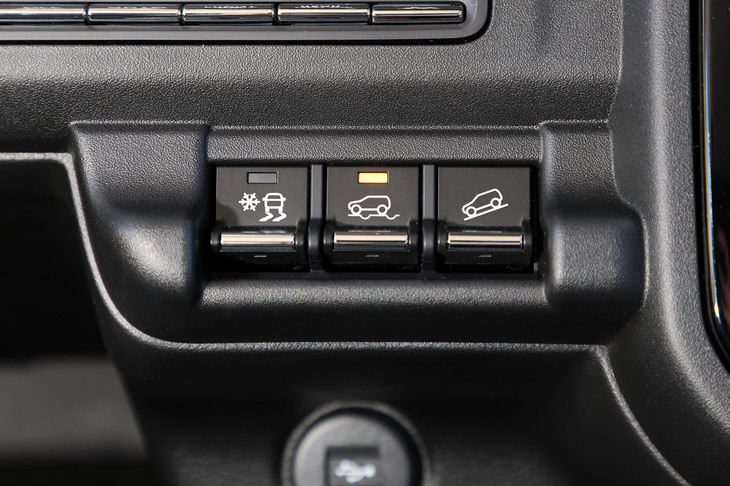 4WDシステムはコンベンショナルなスタンバイ式だが、ぬかるみからの脱出などで効力を発揮するグリップコントロールや、ヒルディセントコントロール、降雪路での走行に適したスノーモードなど、悪路走行を支援する装備は充実している。