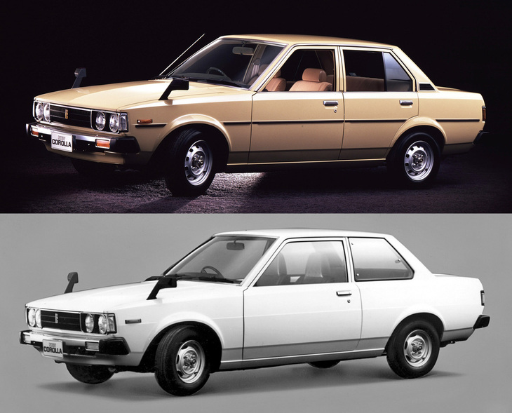 4代目「トヨタ・カローラ」の2ドアセダンと4ドアセダン。