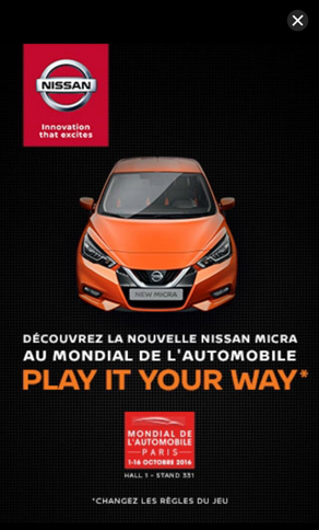 新型「日産マイクラ」の広告は、2016年9月29日のプレスデーにおける発表直後、インターネットから地下鉄駅構内の液晶ディスプレイまで、せきを切ったように流れ出した。