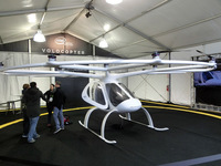 ドイツに拠点を置く無人ヘリのベンチャー企業、Volocopter（ボロコプター）社の無人ヘリコプター。