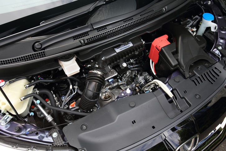 「ホンダ・ステップワゴン モデューロX」の1.5リッターターボエンジン。特別なチューニングは施されておらず、アウトプットは標準車の「ステップワゴン」と変わらない。