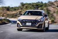 乗り心地のよさも「Q8 50 TDIクワトロSライン」の魅力。Sラインモデルに標準で装備される「アダプティブエアサスペンション」の完成度には目を見張るものがあり、路面の凸凹をまるで車重が軽くなったかのようにふんわりと乗り越える。