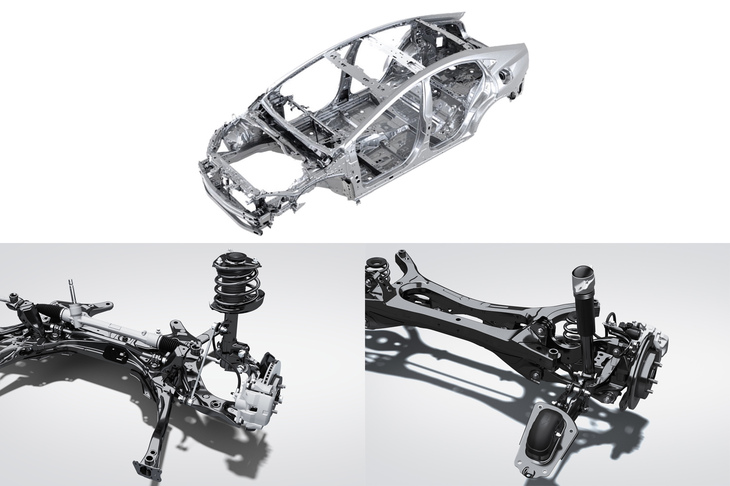 車体構造は、第2世代の「GA-C」プラットフォームと高度な結合技術を用いた高剛性ボディーの組み合わせ。プラットフォームの変更にともない、サスペンションの設計自由度も増しており、より車両応答性やライントレース性、快適性、静粛性に配慮した設計を取り入れることが可能となった。