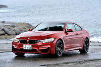BMW M4クーペ
	ボディーサイズ：全長×全幅×全高＝4685×1870×1385mm／ホイールベース：2810mm／車重：1640kg／駆動方式：FR／エンジン：3リッター直6 DOHC 32バルブ ターボ／トランスミッション：7段AT／最高出力：431ps（317kW）/7300rpm／最大トルク：56.1kgm（550Nm）/1850-5500rpm／タイヤ：（前）255/35ZR19 （後）275/35ZR19／車両本体価格：1132万円