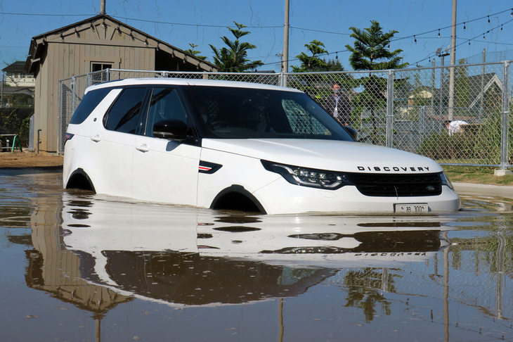 見ようによってはサバンナで沐浴（もくよく）するサイかカバのようでもあり、なにやら気持ちよさそうですらある。