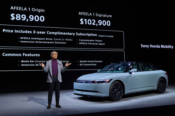 「CES 2025」でのプレスカンファレンスより、「アフィーラ1」の詳細を語るSHMの水野泰秀会長兼CEO。