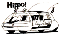 以下4点はアキオ自動車消滅後の作品。大学生だった1986年、ある自動車誌に投稿して、いずれも掲載されたもの。これは「サファリパーク用の場内遊覧車」という課題に応募した「ヒッポ」。透明なガルウイング式ドアには、動物がよじ登るためのステップも付けた。