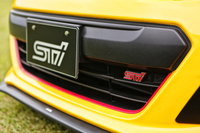 チェリーレッドのモールで飾られたフロントグリル。その下方には、アンダースポイラーが添えられる。
    