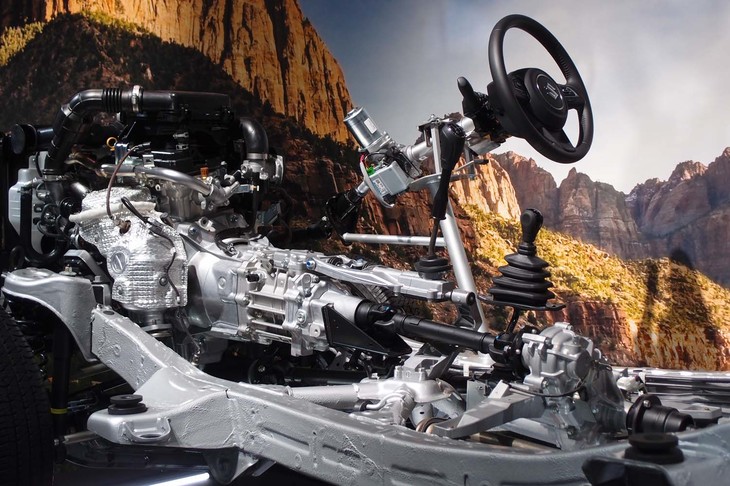 「スズキ・ジムニー」のメカニズムを紹介するスケルトンモデル。