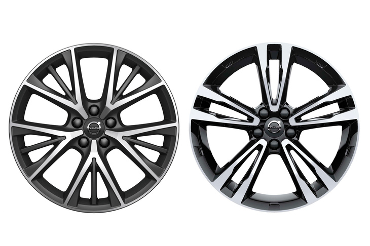 19インチアルミホイール（左が「V90 D4ノルディックエディション」のもの、右が「V90クロスカントリーD4 AWDノルディックエディション」のもの）