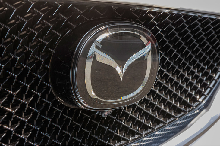 360°ビューモニターを備えたモデルにはエンブレムの下にカメラが備わる。